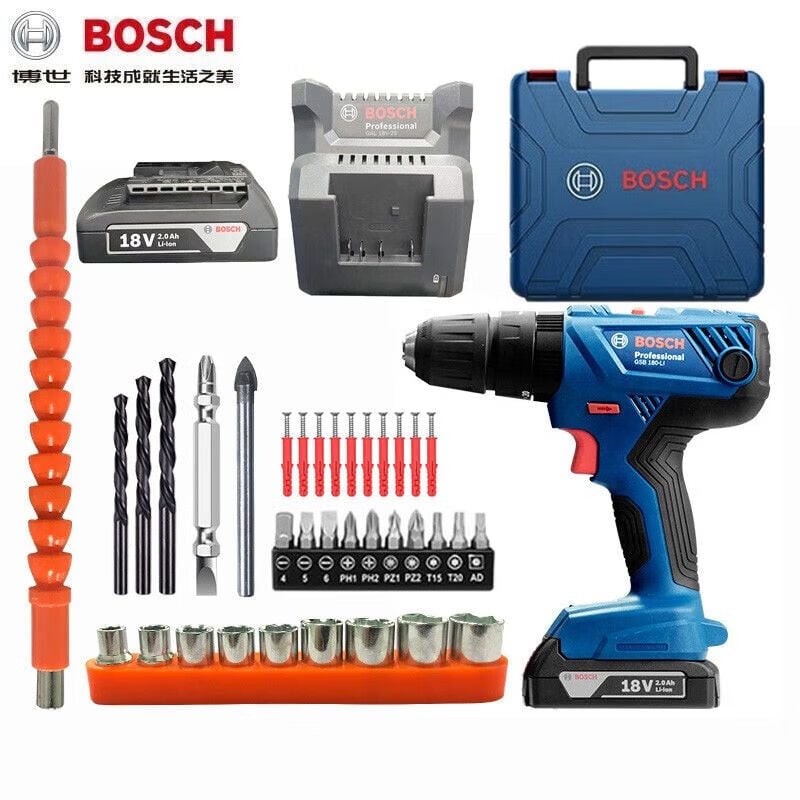 Дрель электрическая Bosch GSB185-Li + набор насадок, аккумулятор 18V/2.0Ah, зарядное устройство