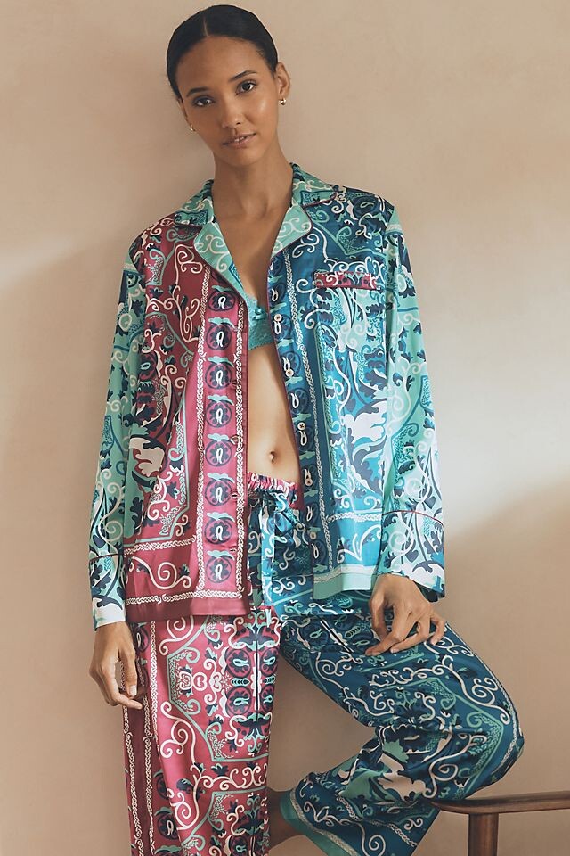 

Пижама шелковая Anthropologie с принтом, assorted