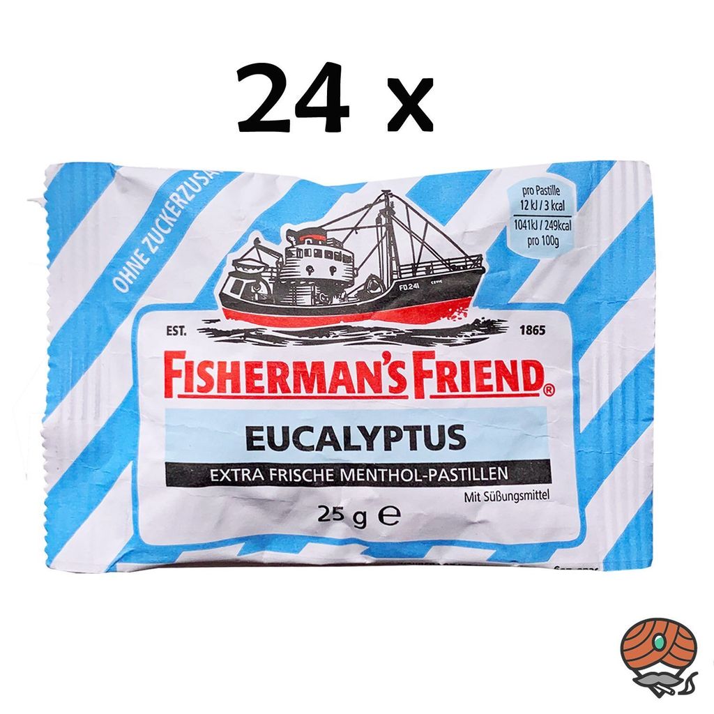 

Fisherman's Friend Эвкалипт без сахара, упаковка 24 x 25 г (экстра свежие ментоловые пастилки) Cfp Brands