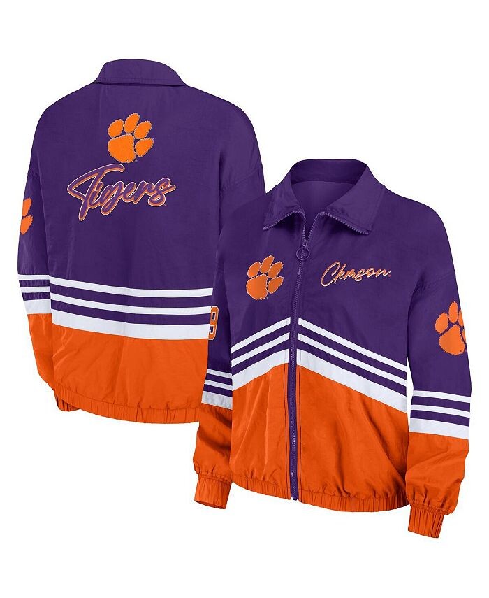 

Женская фиолетовая рваная ветровка с молнией во всю длину Clemson Tigers в винтажном стиле WEAR by Erin Andrews, фиолетовый