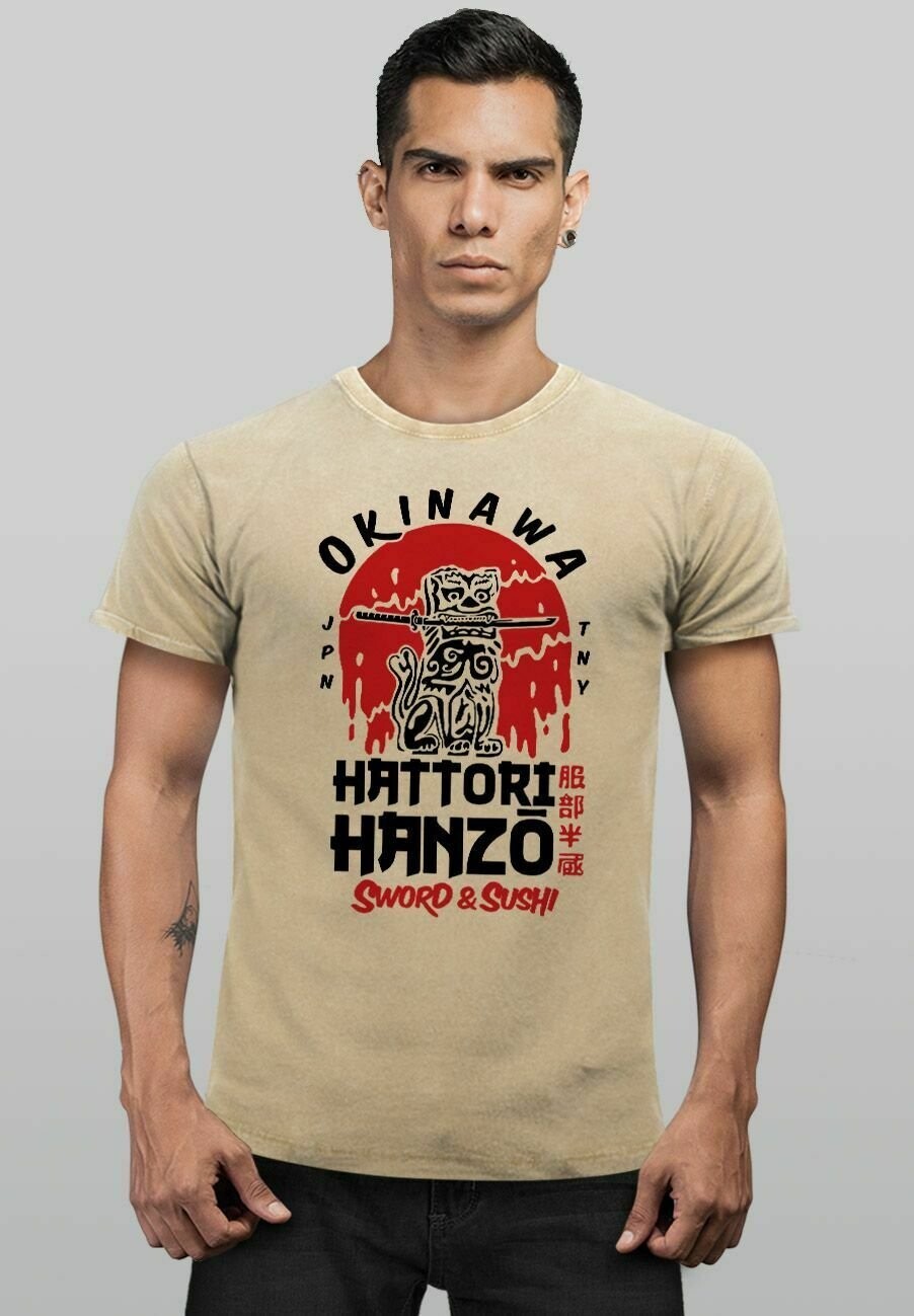 

Футболка с принтом VINTAGE HATTORI HANZO SWORD AND SUSHI OKINAWA JAPAN Neverless, цвет natur