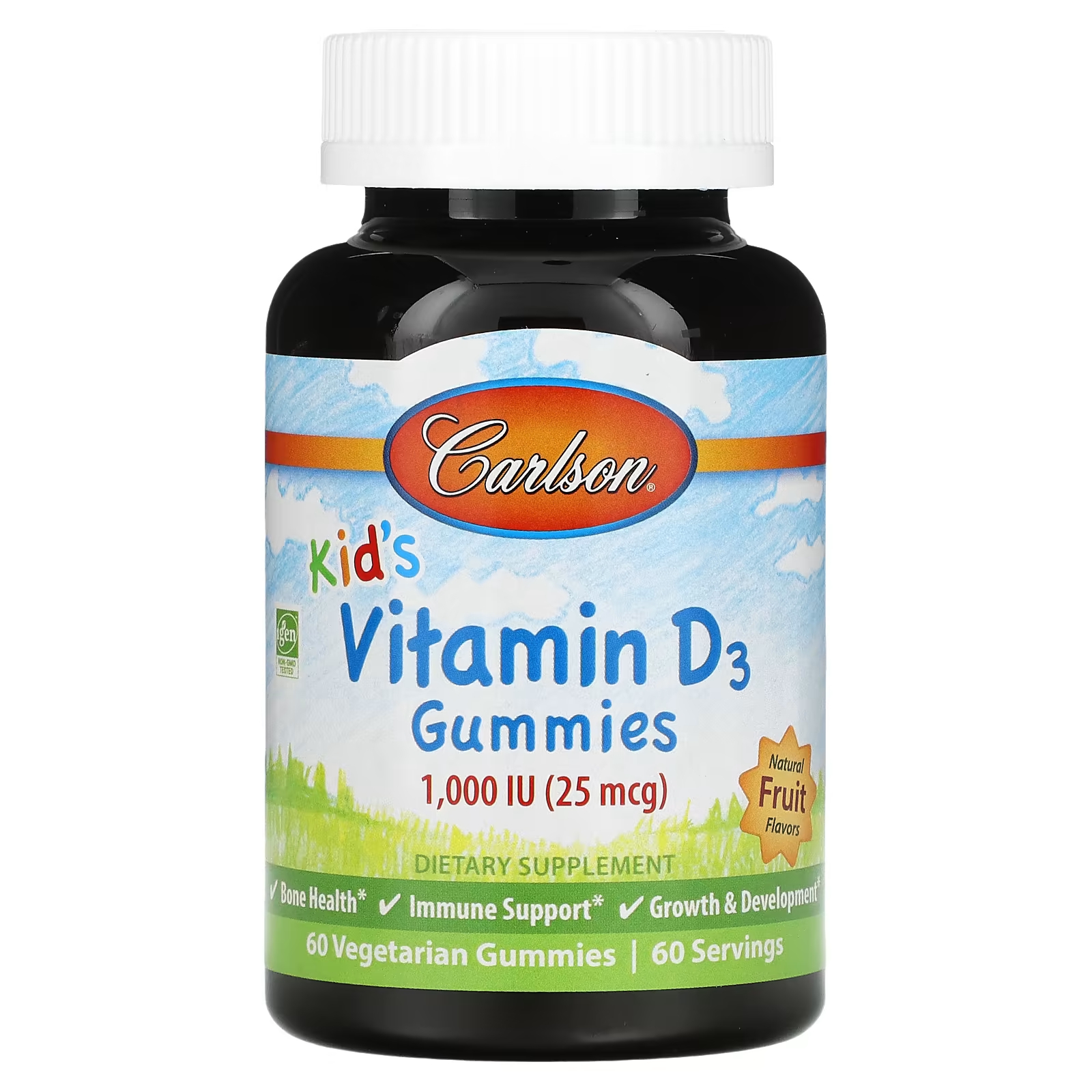 Пищевая добавка Carlson Kid's с витамином D3, 60 жевательных конфет пищевая добавка solgar ultra potency с витамином d3 клубника 60 жевательных таблеток