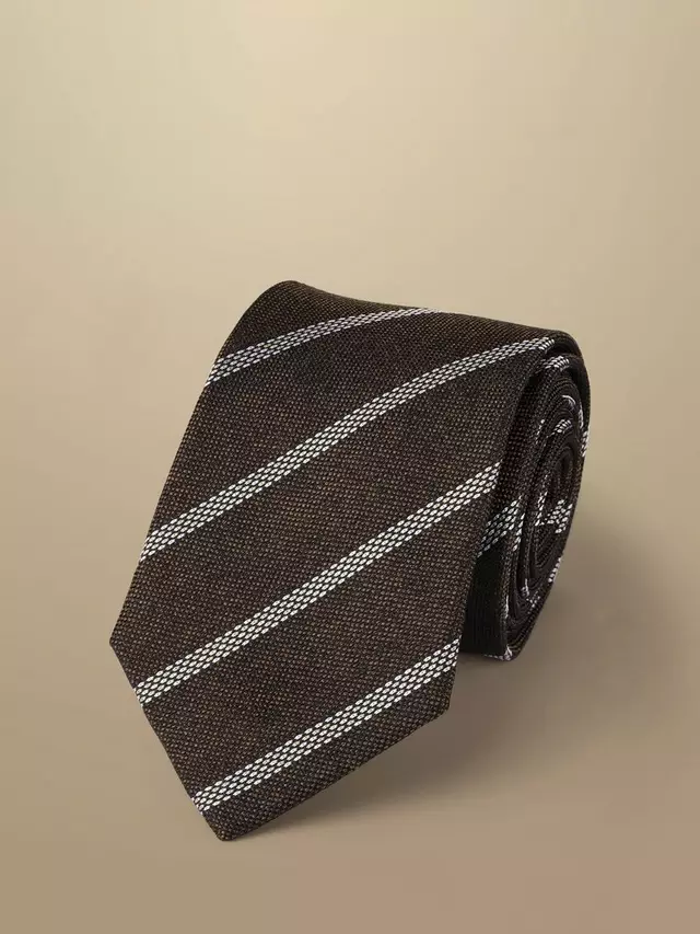 

Галстук Charles Tyrwhitt Stripe Silk, цвет chocolate/brown