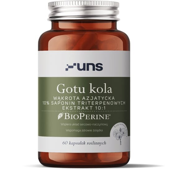 

Uns, Gotu Kola Centella Asiatica 10% экстракт тритерпеновых сапонинов 10:1 60 растительных капсул