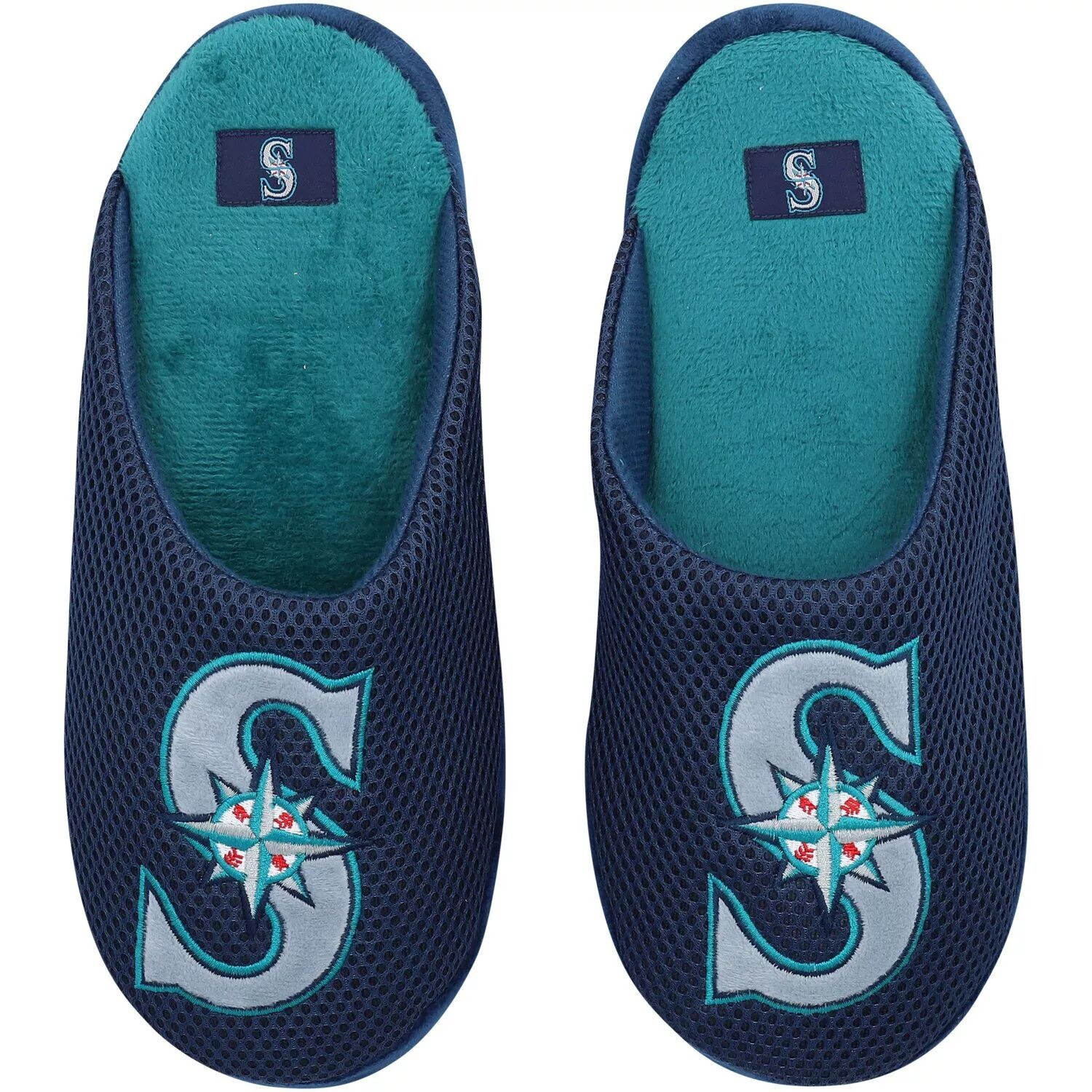 

Мужские слиперы с цветными блоками и большим логотипом FOCO Seattle Mariners