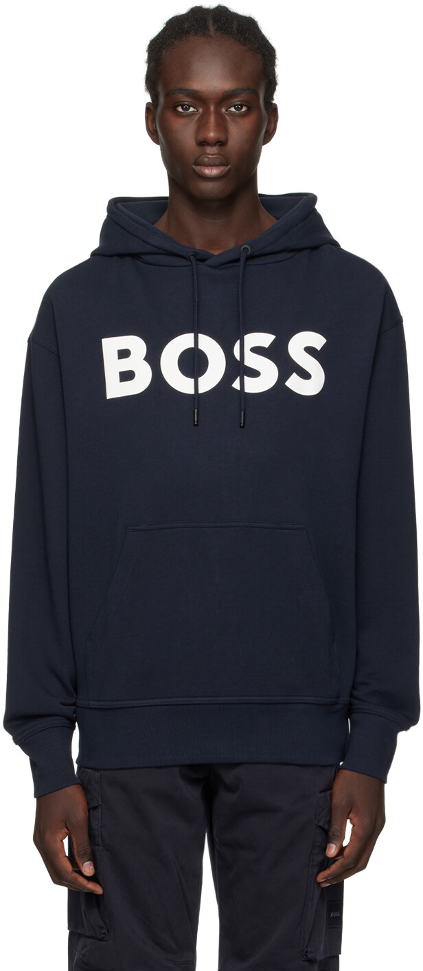 

Темно-синяя толстовка с капюшоном Boss