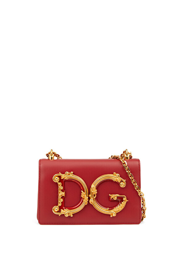 

Красная женская кожаная сумка через плечо dg girls Dolce&Gabbana