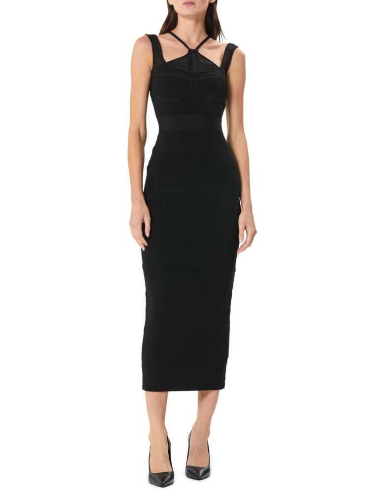 

Платье-бюстье с бретелькой на шее Herve Leger, черный