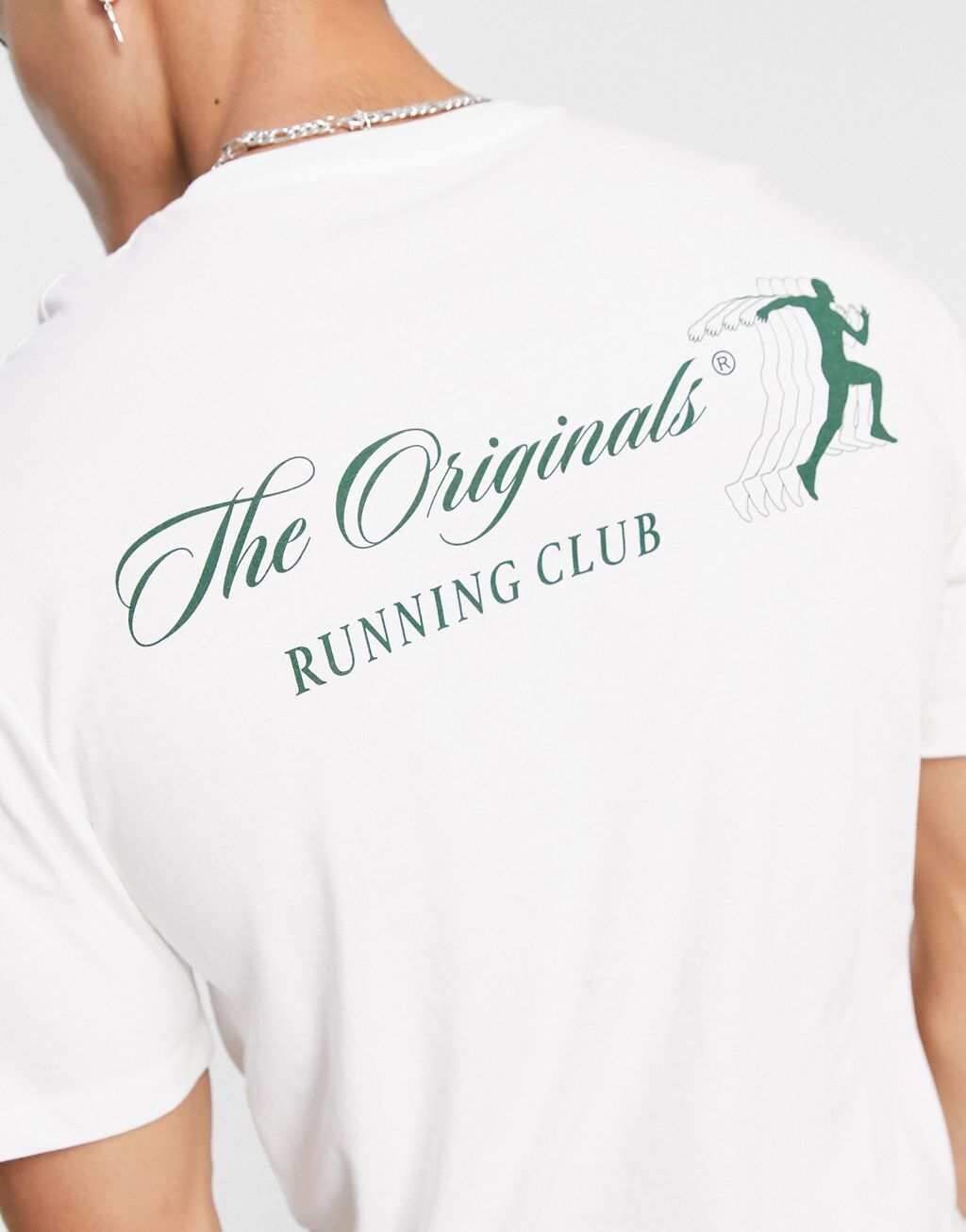 

Белая объемная футболка с принтом Run Club на спине Jack & Jones Originals