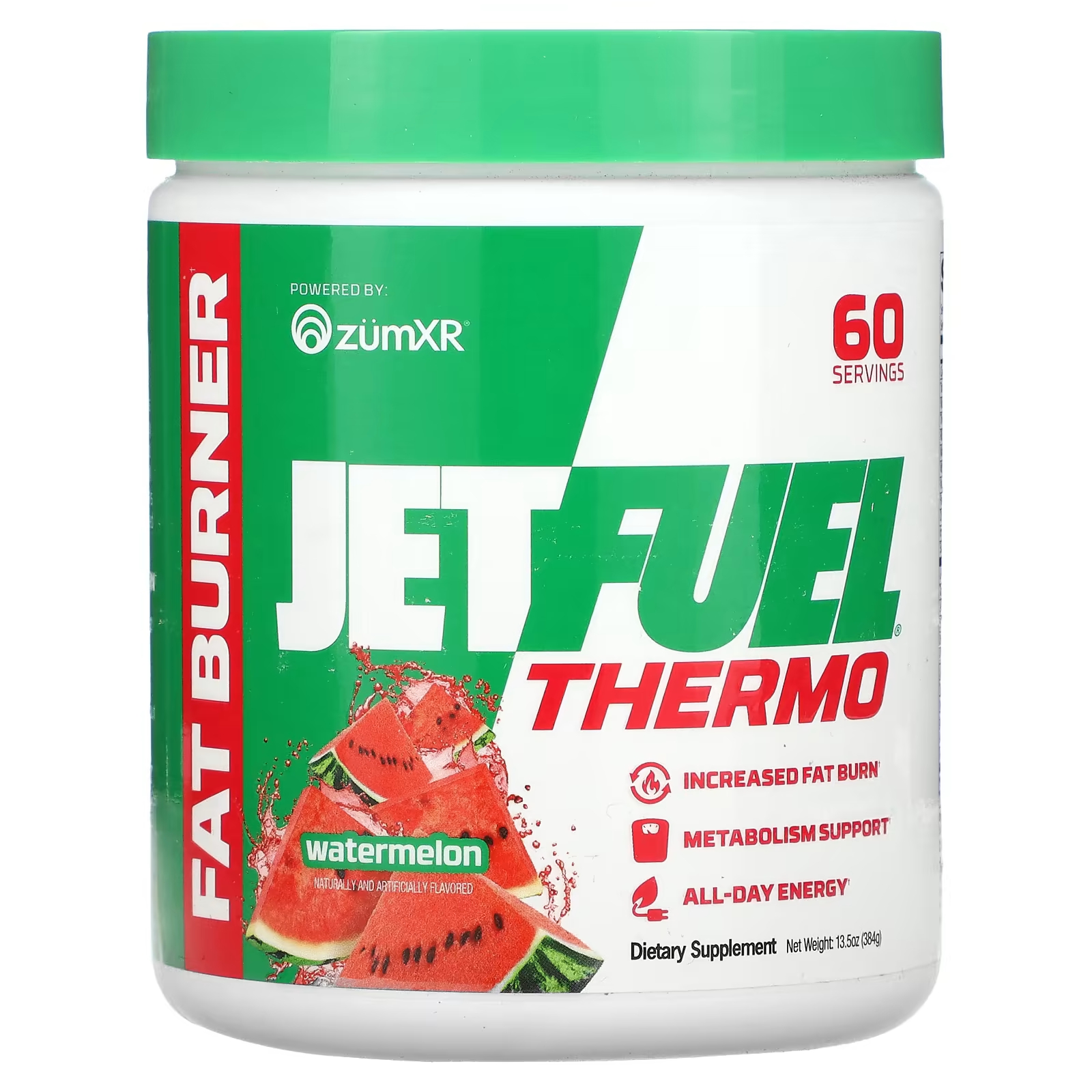 GAT JetFuel Thermo сжигатель жира, арбуз, 13,5 унций (384 г) gat jetfuel pyro термогенное средство сжигания жира 120 капсулы заполненных маслом