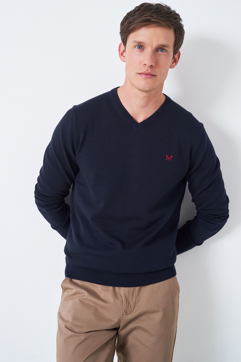 

Темно-синий хлопковый свитер в стиле casual Crew Clothing Company, синий