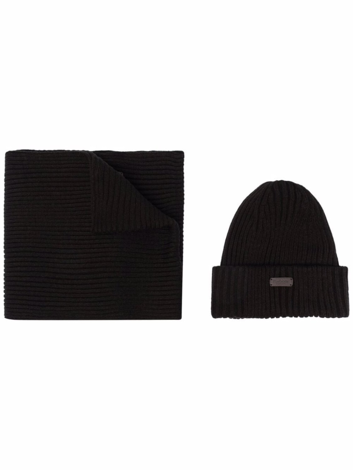 

Barbour комплект из шарфа и шапки бини в рубчик, черный