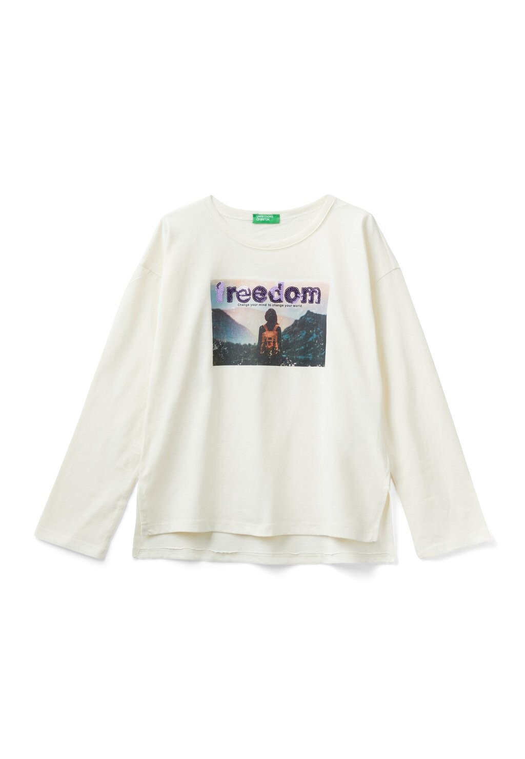 

Футболка с длинными рукавами With Photographic Print United Colors of Benetton, белый