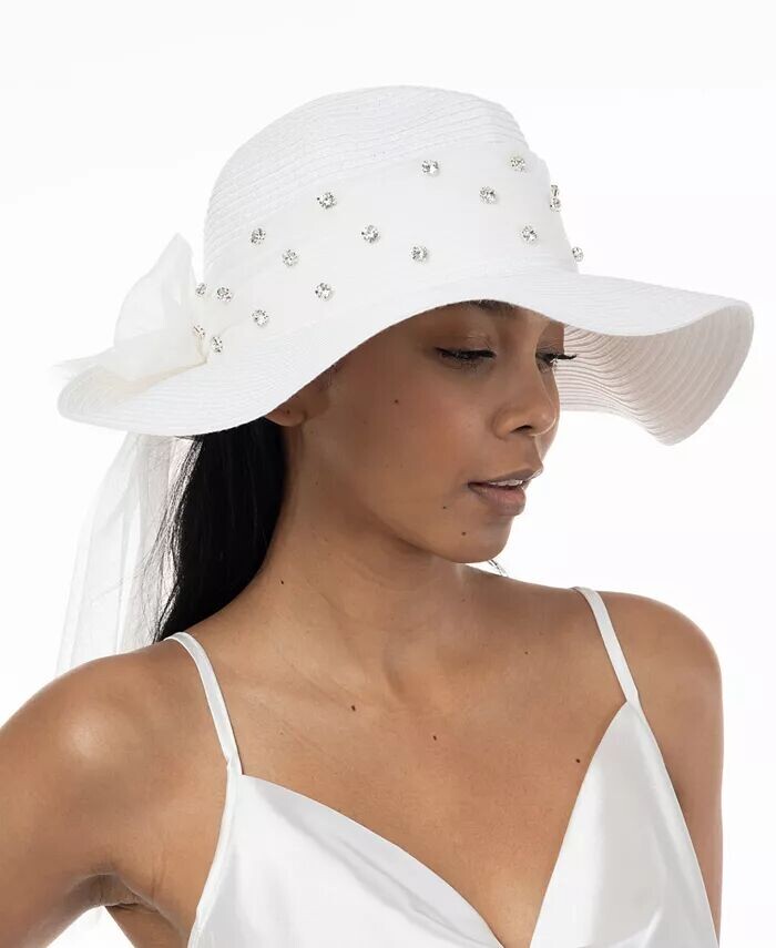 

Женская панама со стразами и бантом Bellissima Millinery Collection, белый