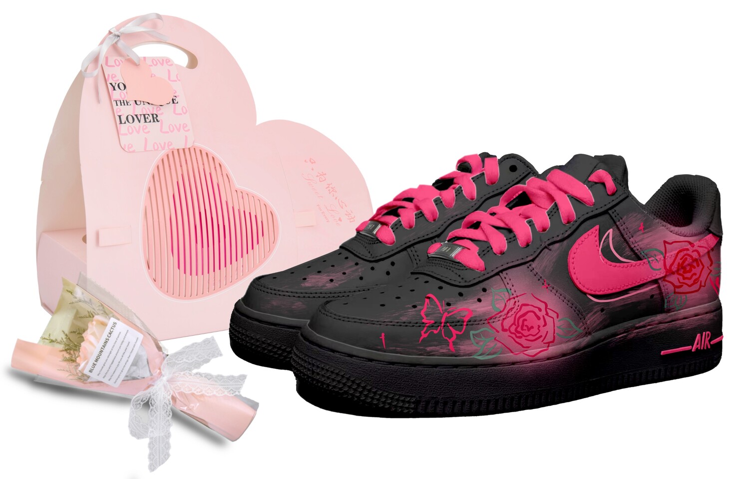 

Кроссовки Nike Air Force 1 Skateboarding Shoes Women's Low-top Black/Red, черный/красный