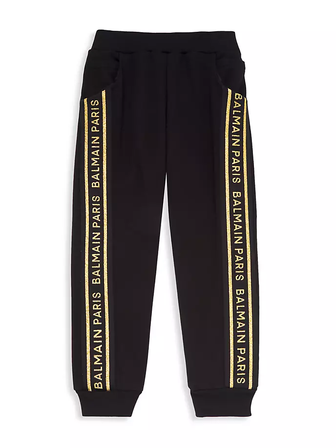 

Спортивные штаны с логотипом для девочек Balmain, цвет black gold