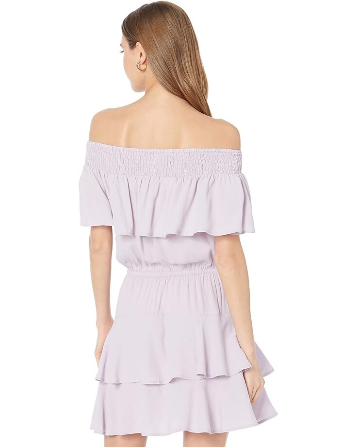 

Платье bobi Los Angeles Off Shoulder Ruffle Dress in Luxe Crepe, лавандовый, Фиолетовый