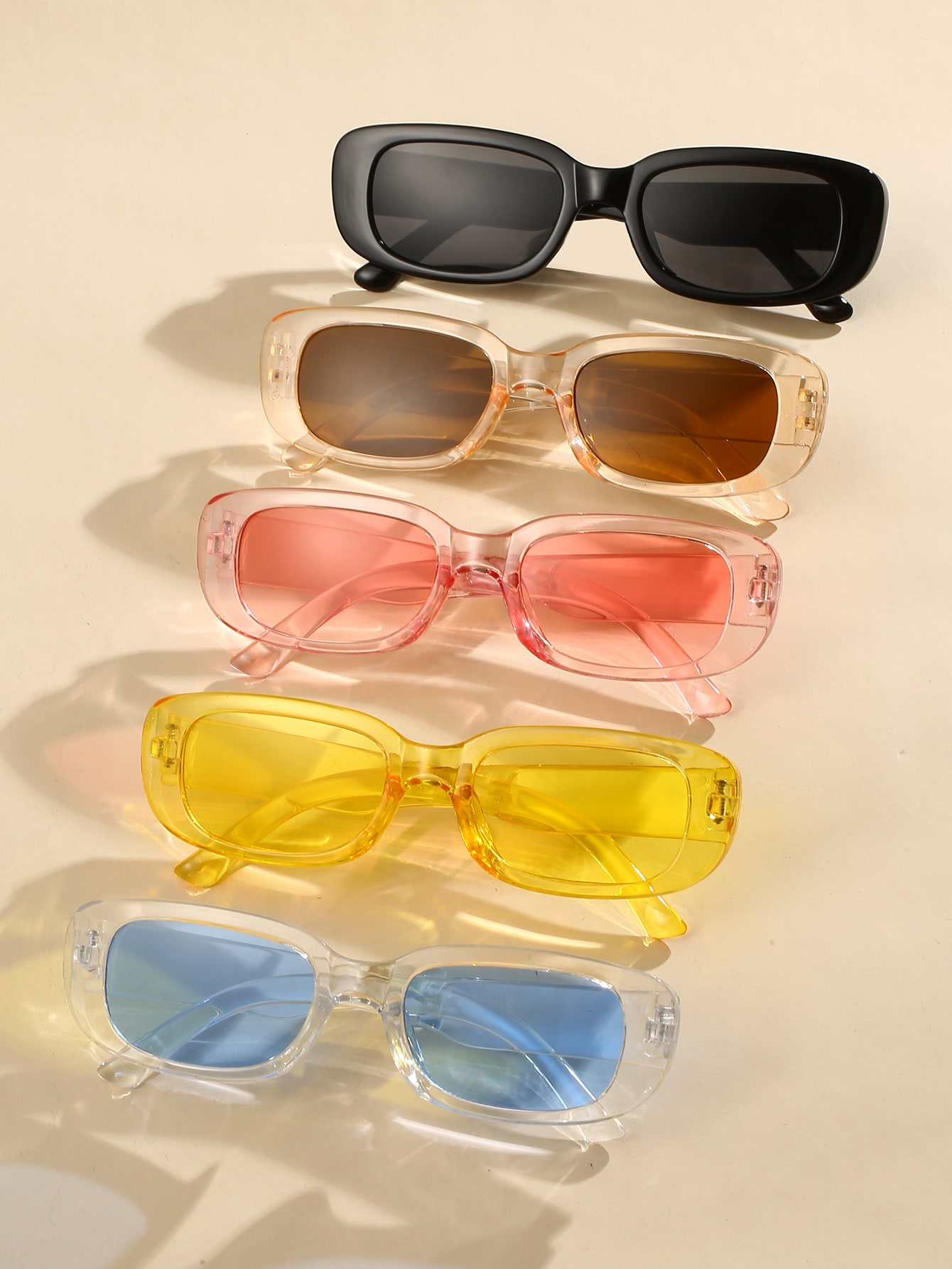 5 пар/компл. маленькие квадратные пляжные солнцезащитные очки в пластиковой оправе
