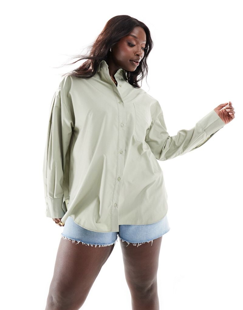 

Оксфордская рубашка цвета хаки ASOS DESIGN Curve