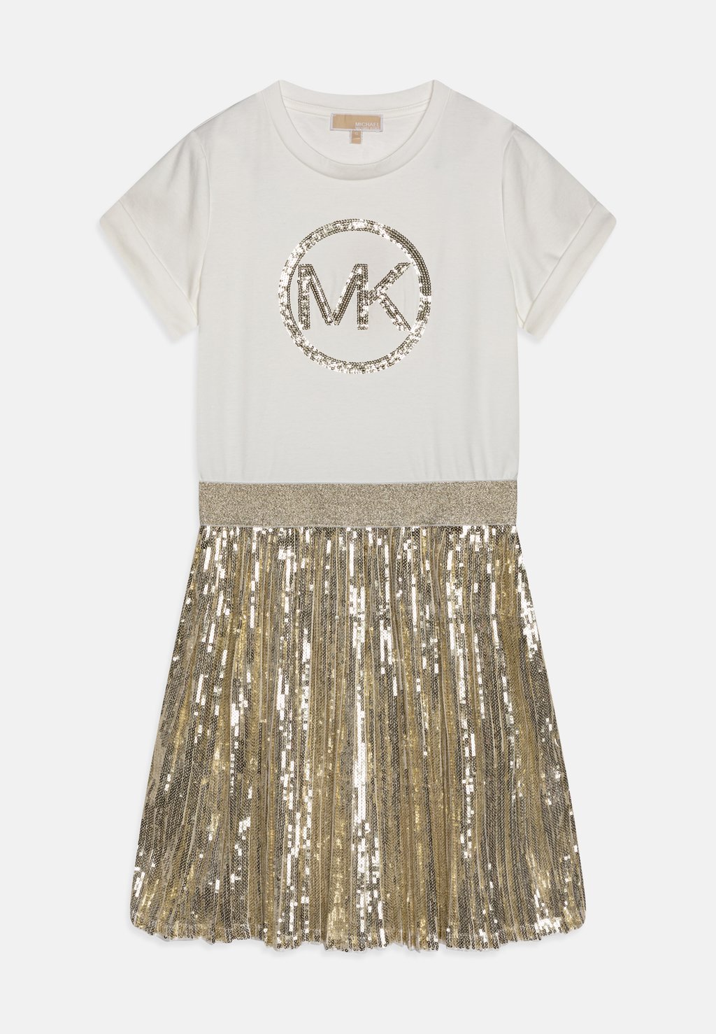 Платье из джерси Dress Michael Kors Kids, цвет off-white/gold кроссовки michael michael kors monique trainer white gold