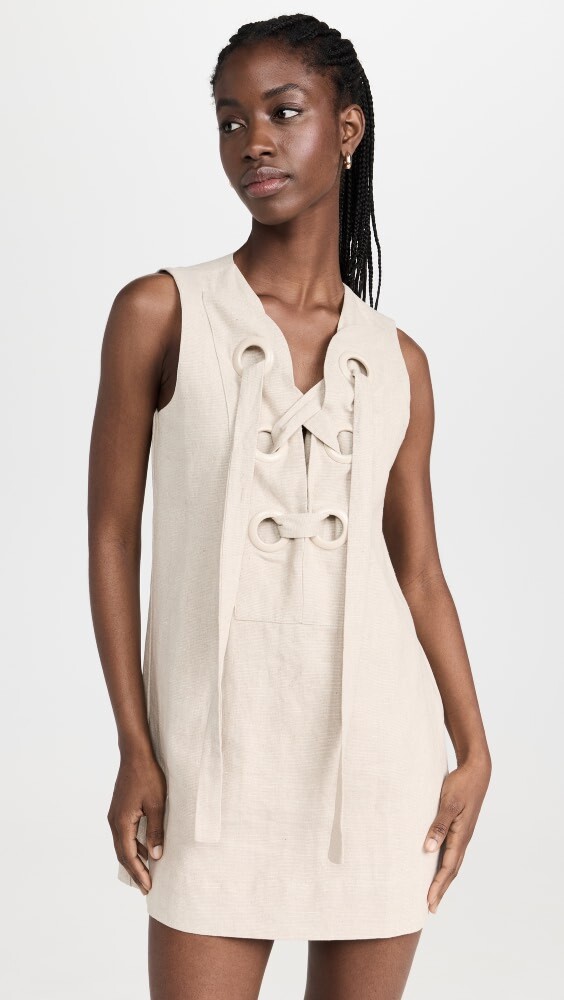 

Платье English Factory Linen Lace Up Front, загар