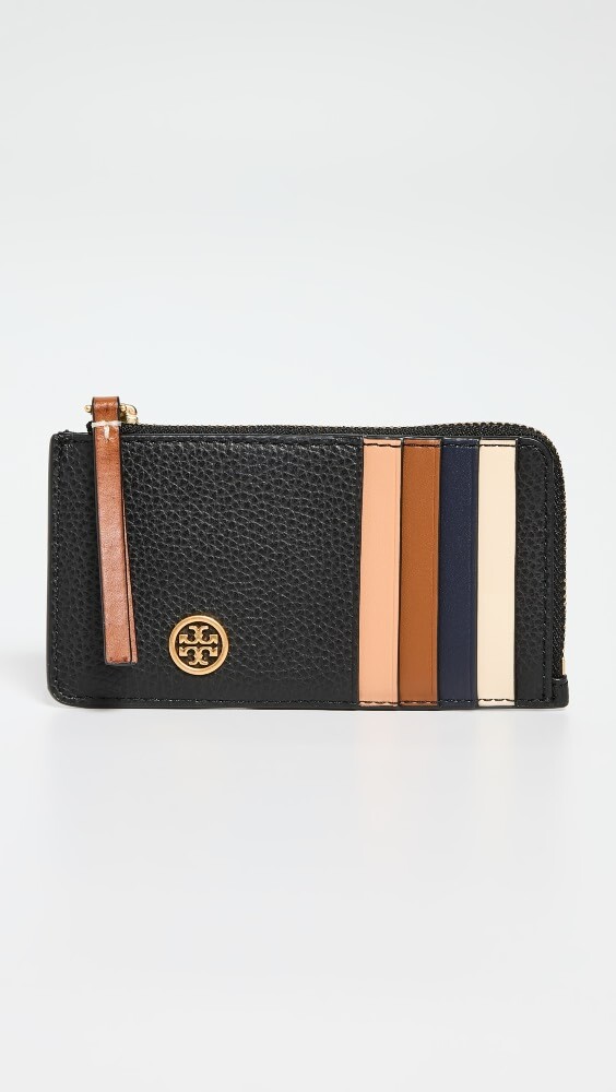 

Сумка Tory Burch Robinson Pebbled Top-Zip Card Case, черный