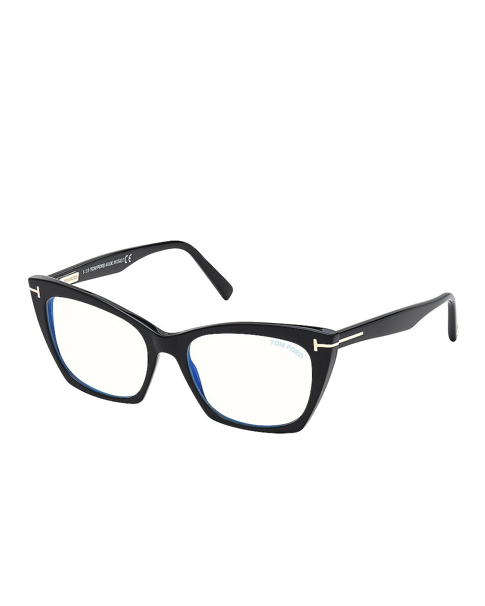 Солнцезащитные очки Tom Ford Cat Eye Optical Eyeglasses, цвет Shiny Black & Blue Block Lens