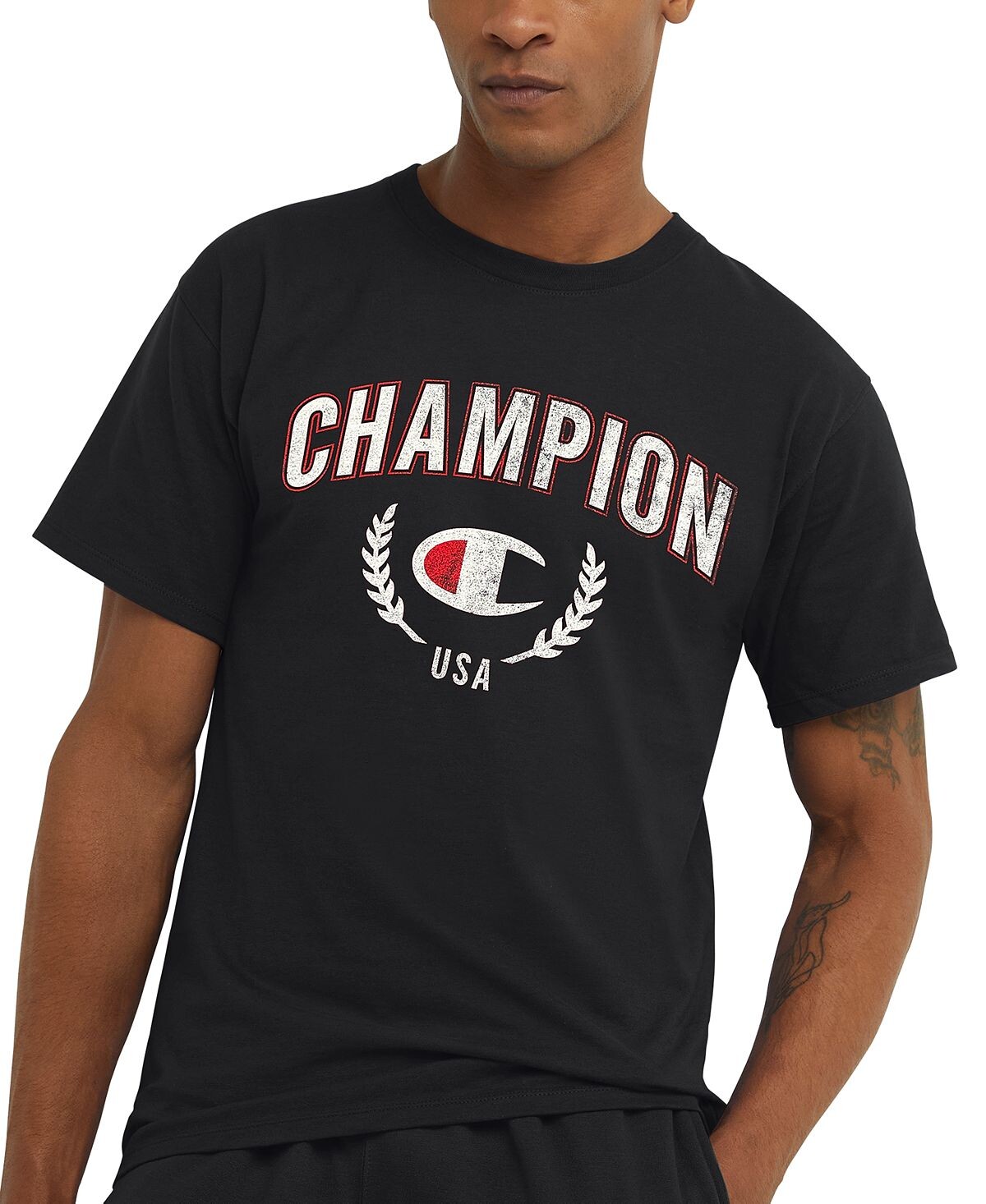 

Мужская классическая футболка стандартного кроя с графическим логотипом Champion