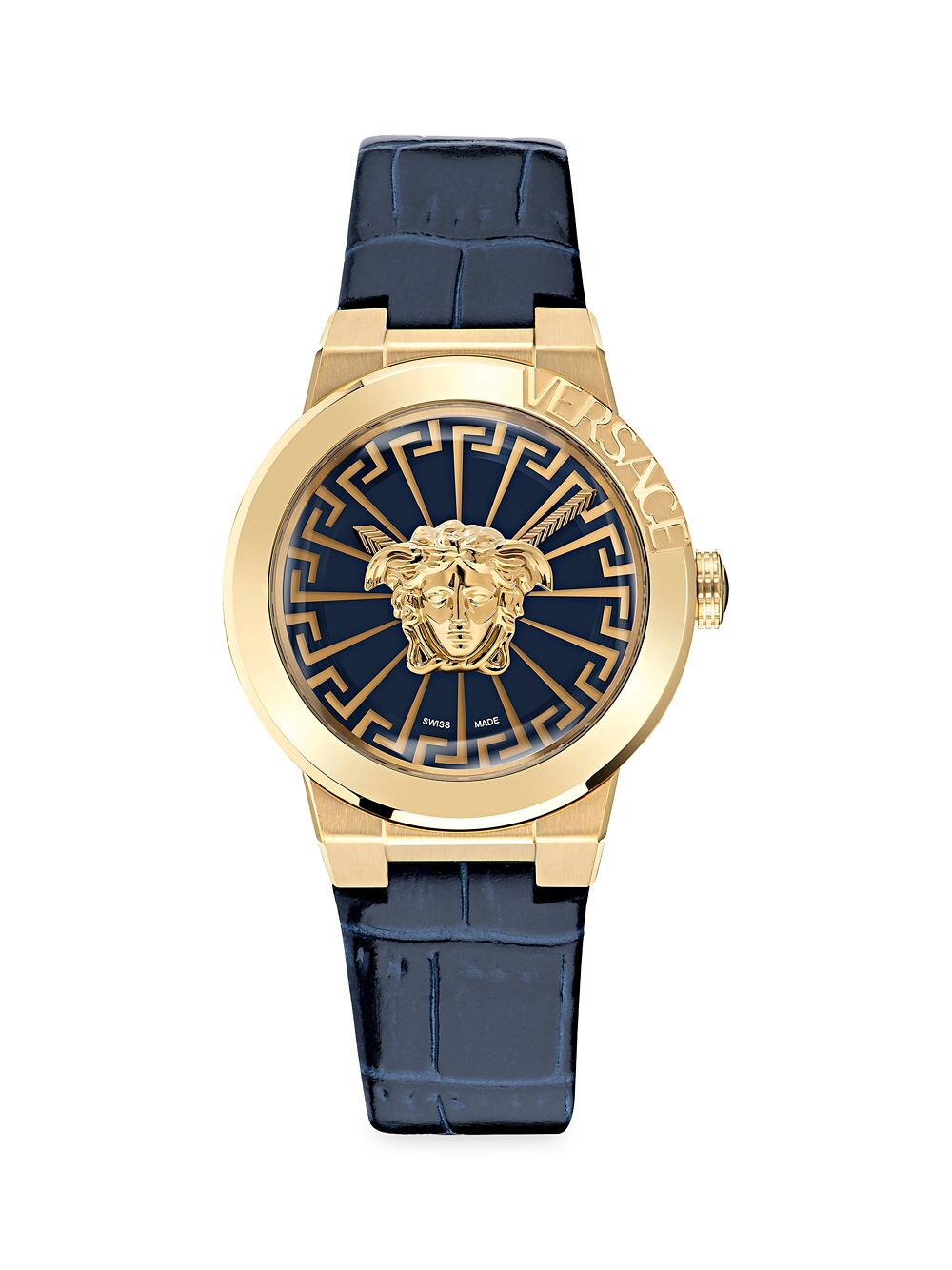 

Часы Medusa Goldtone из нержавеющей стали и кожаного ремешка Versace, желтый