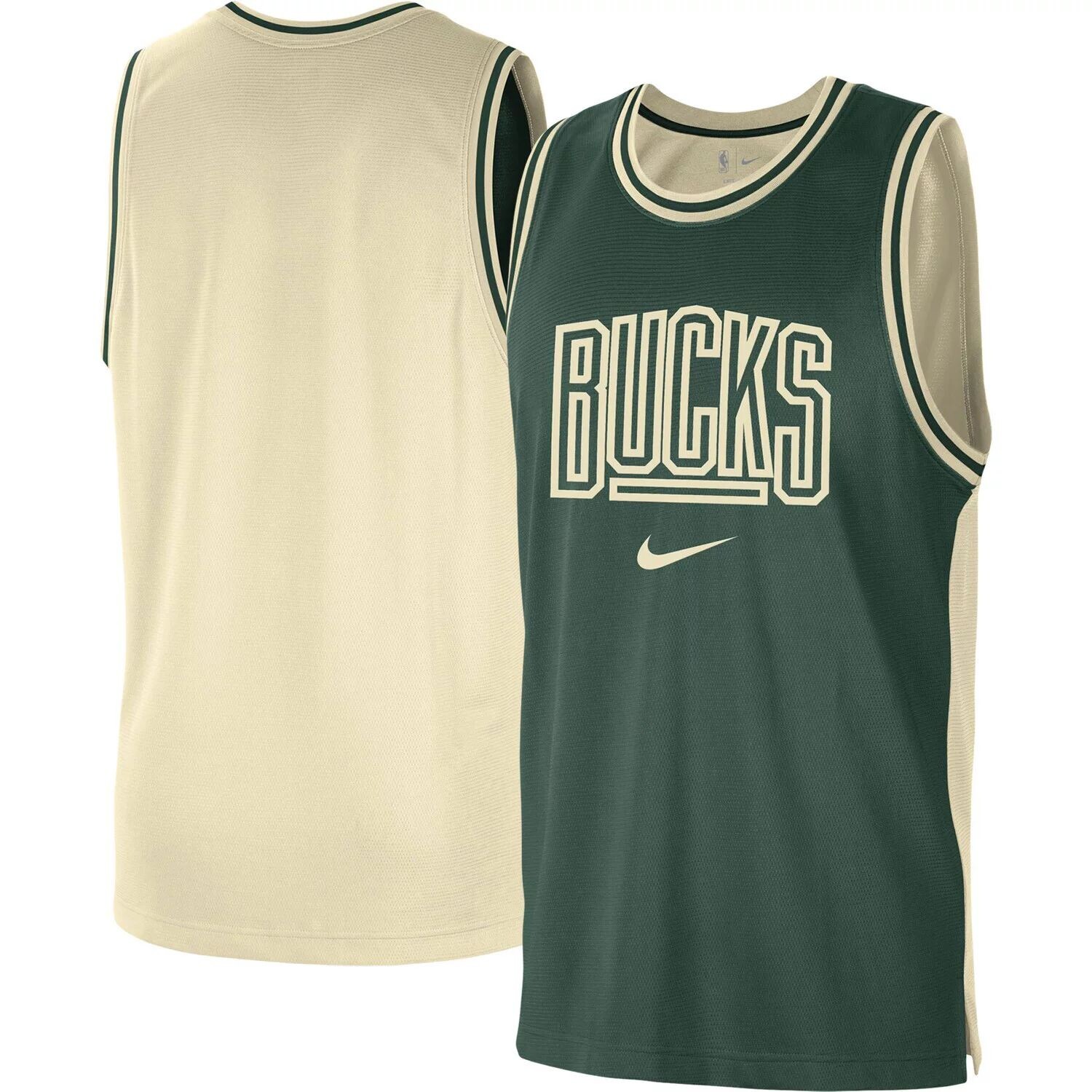 

Мужская сетчатая майка Hunter Green/Cream Milwaukee Bucks Courtside Versus Force Split DNA Performance Nike