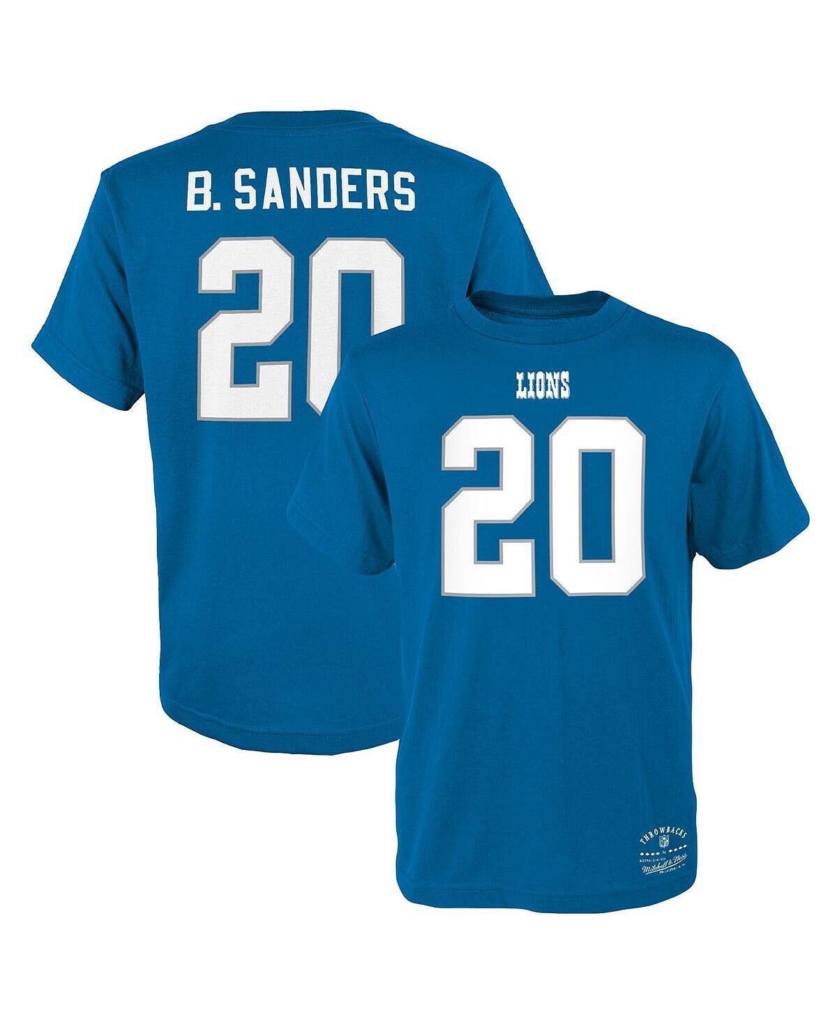

Футболка Big Boys Barry Sanders Blue Detroit Lions с именем и номером игрока в отставке Mitchell & Ness