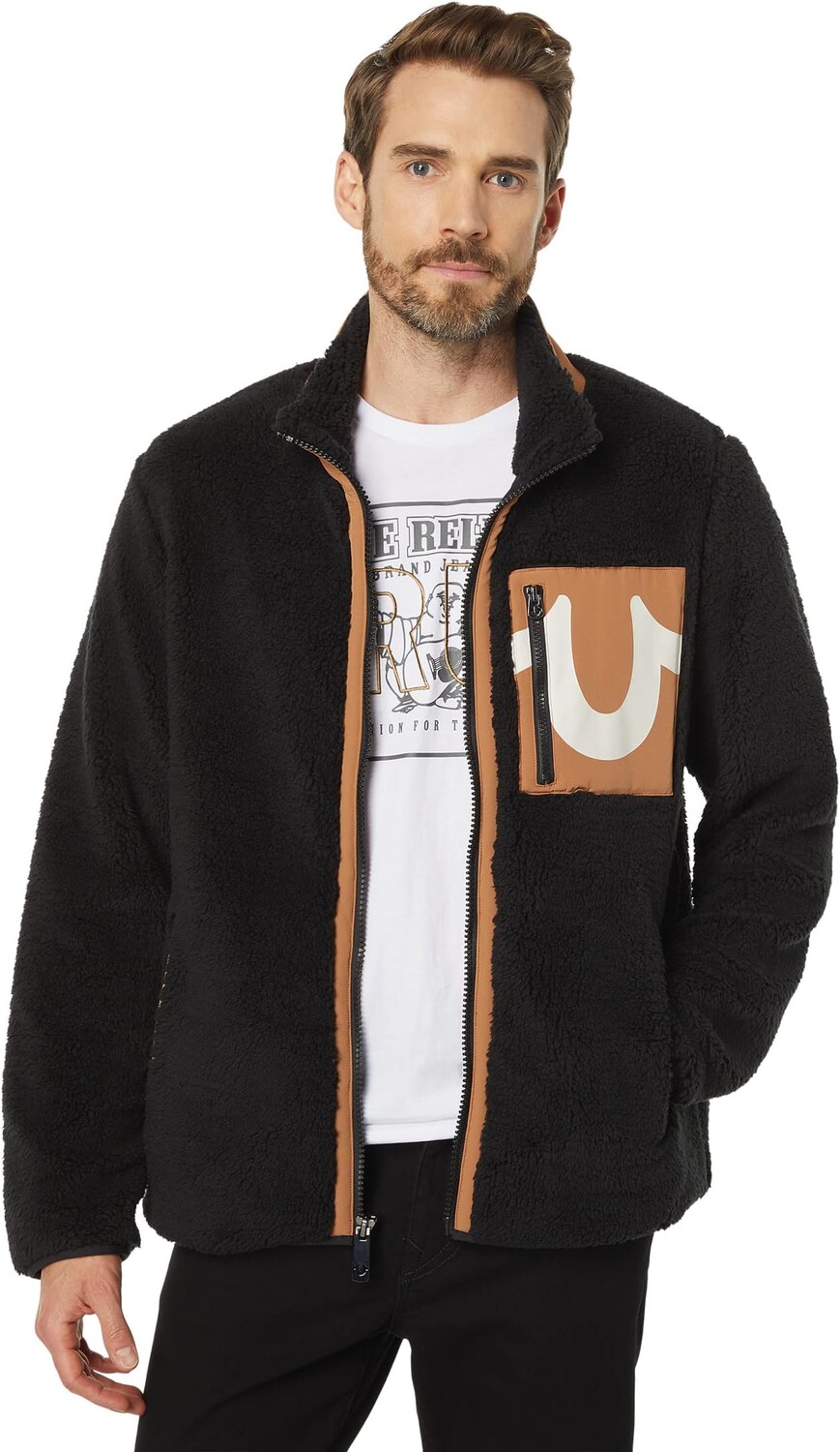 

Куртка Zip-Up Sherpa Jacket True Religion, цвет Jet Black