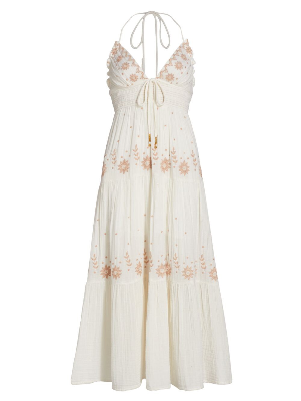 

Платье макси с вышивкой Real Love Free People, слоновая кость