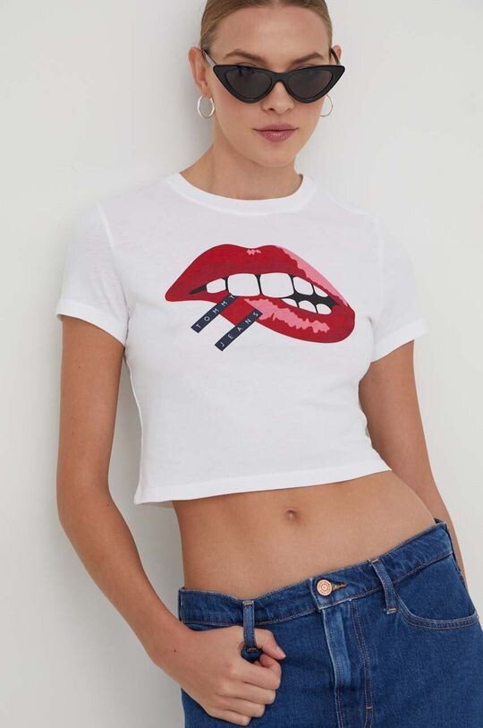 

Хлопковая футболка Tommy Jeans, бежевый