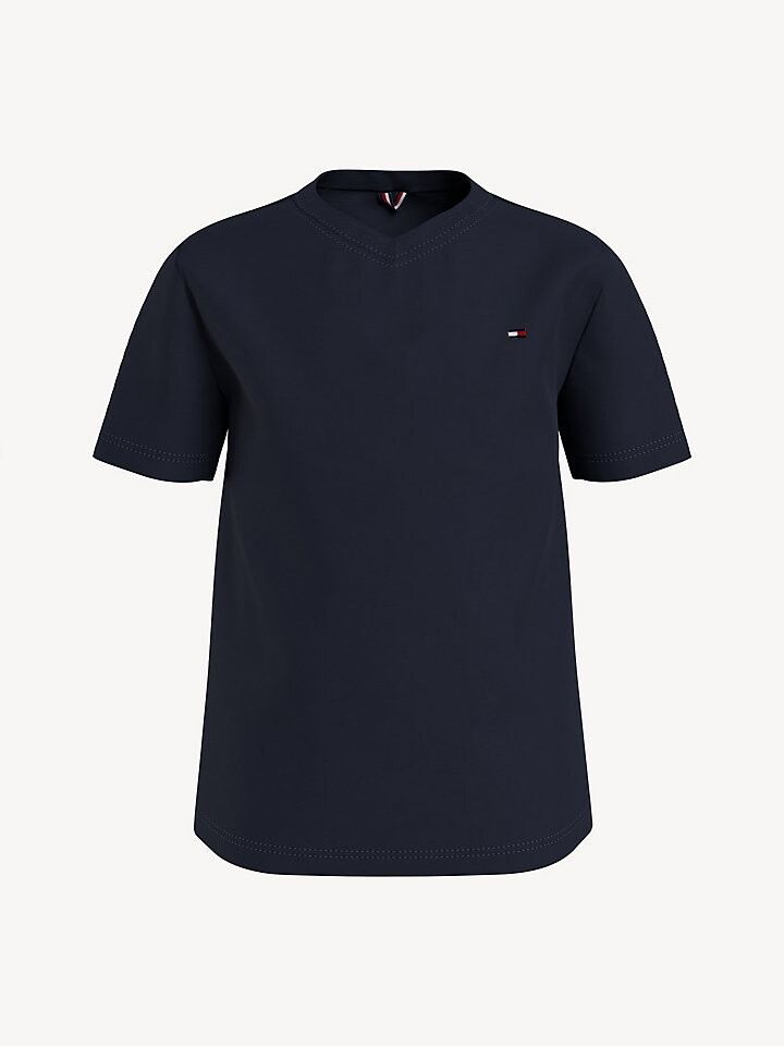 

Детская однотонная футболка с v-образным вырезом Tommy Hilfiger