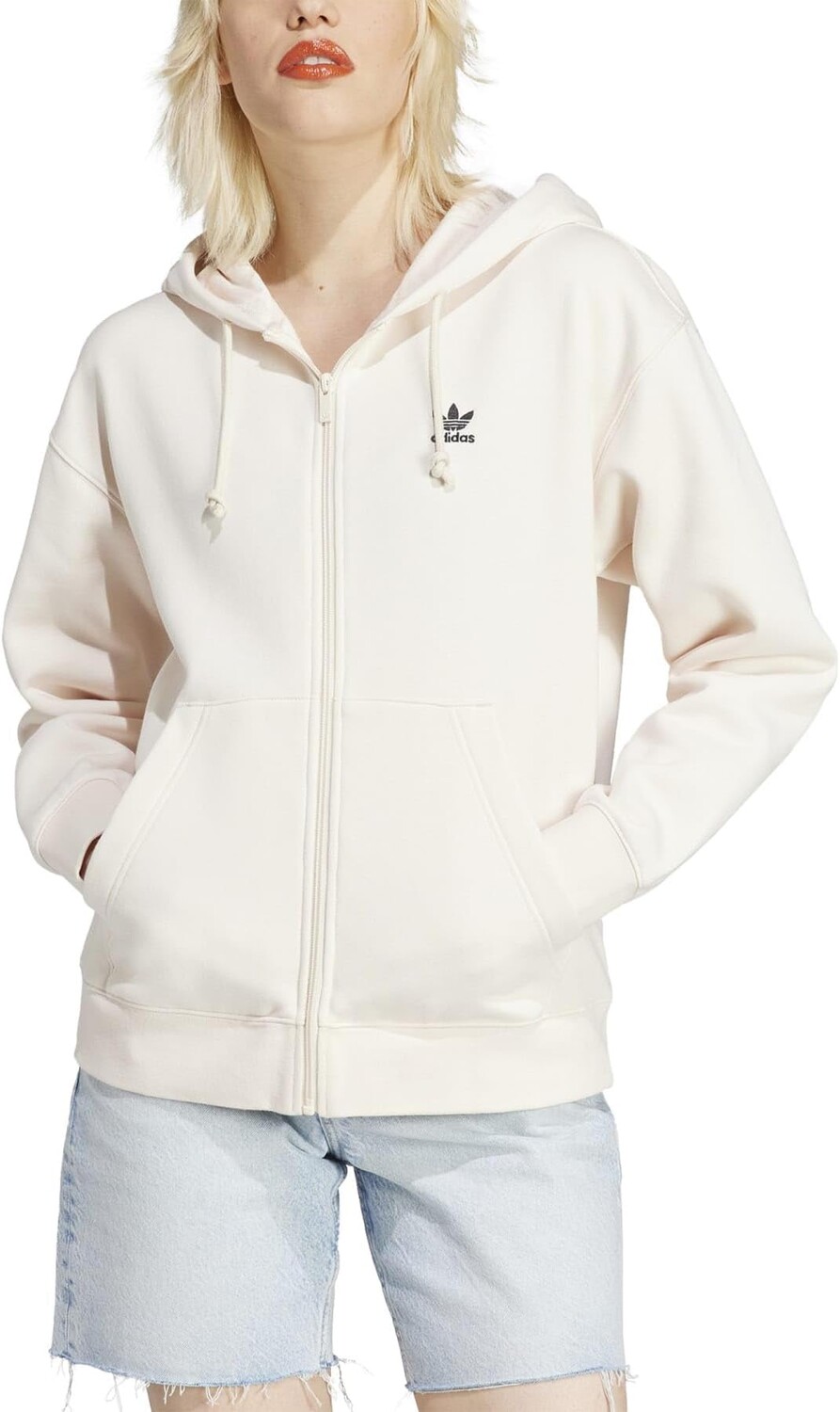 

Худи adidas Originals Essentials Full Zip Boyfriend Hoodie, цвет Wonder White