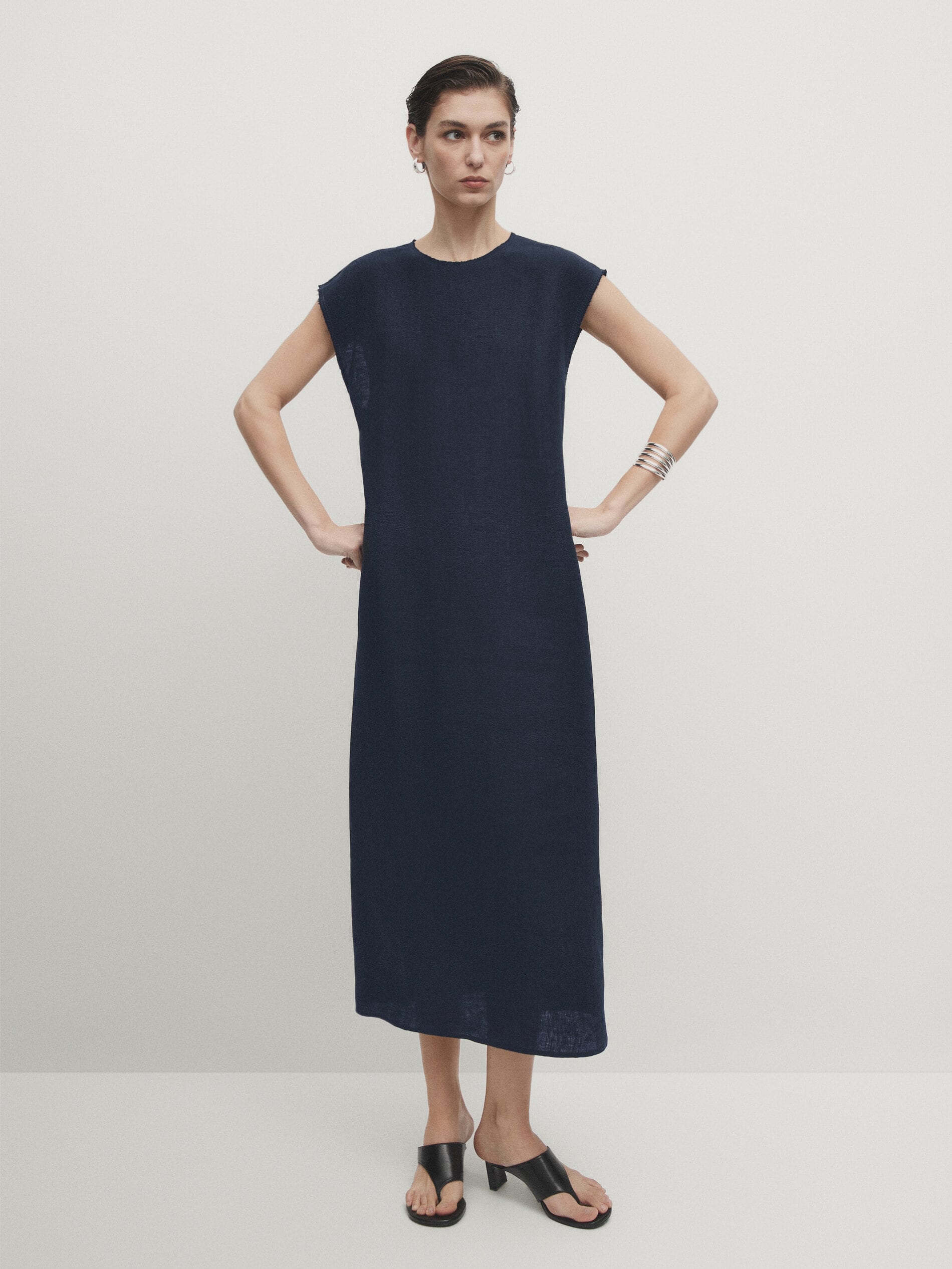Платье миди с джинсовым эффектом Massimo Dutti, синий