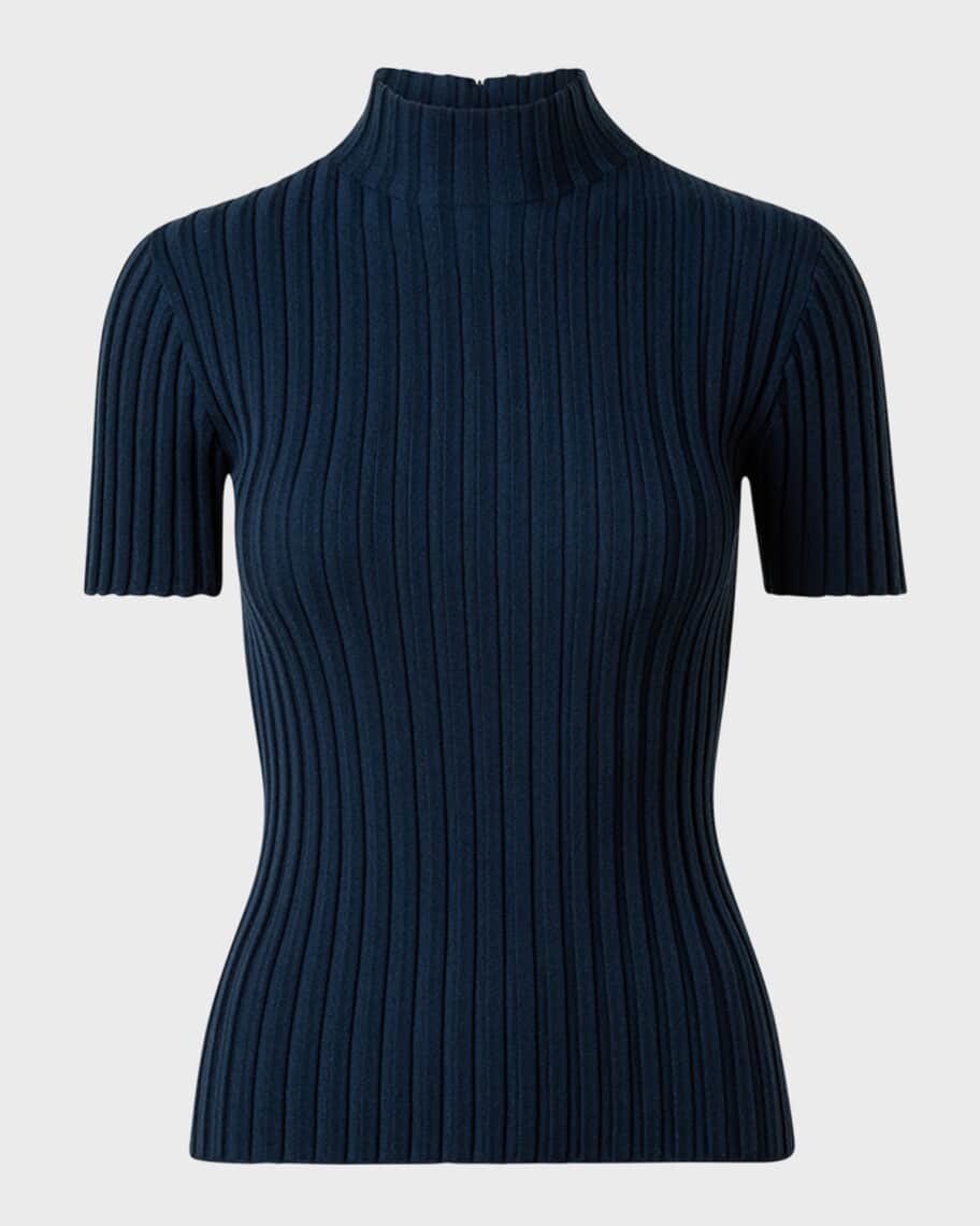 

Облегающий шерстяной топ в рубчик Milano Knit Akris punto