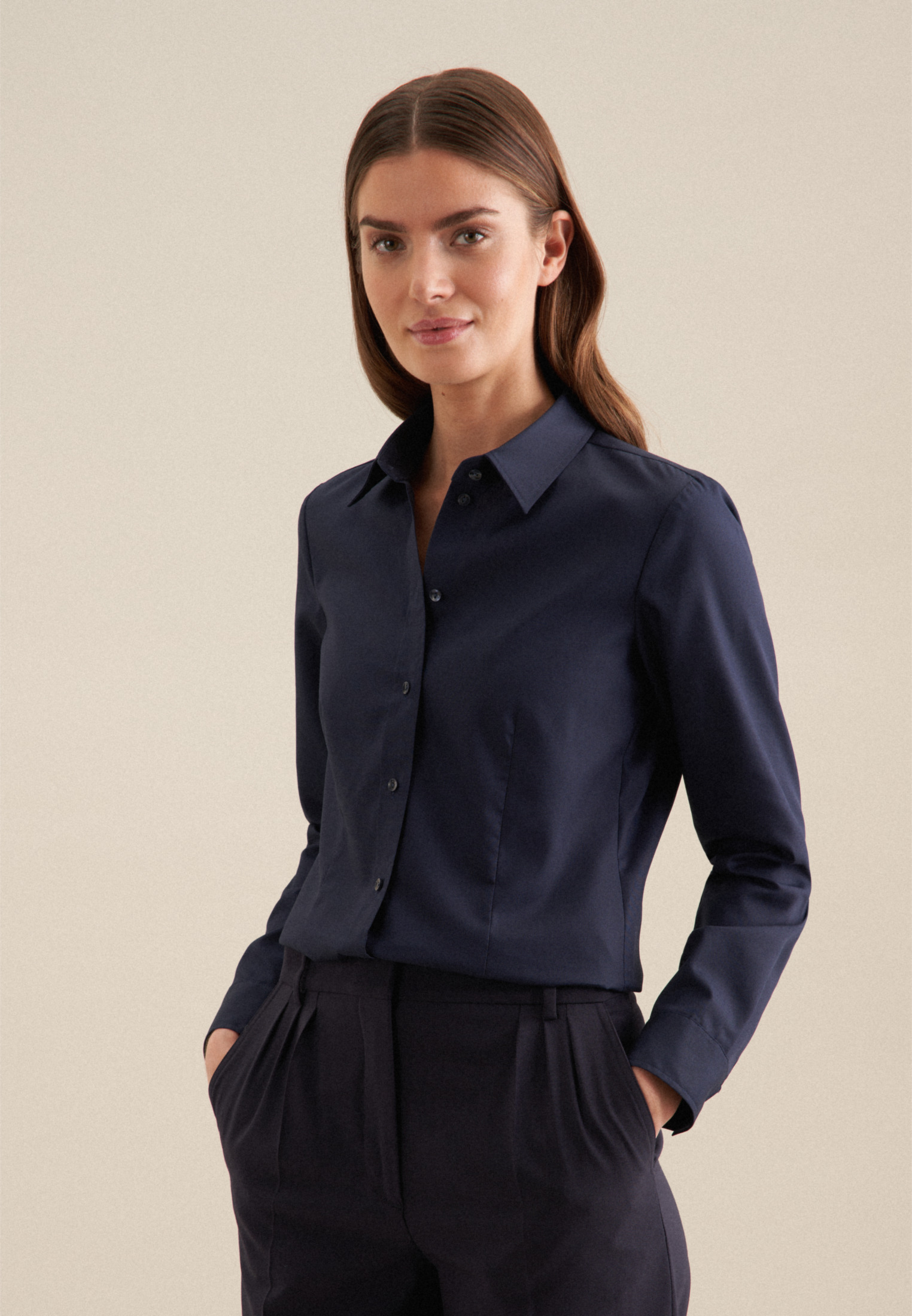 Блуза Seidensticker Hemd Regular, темно-синий