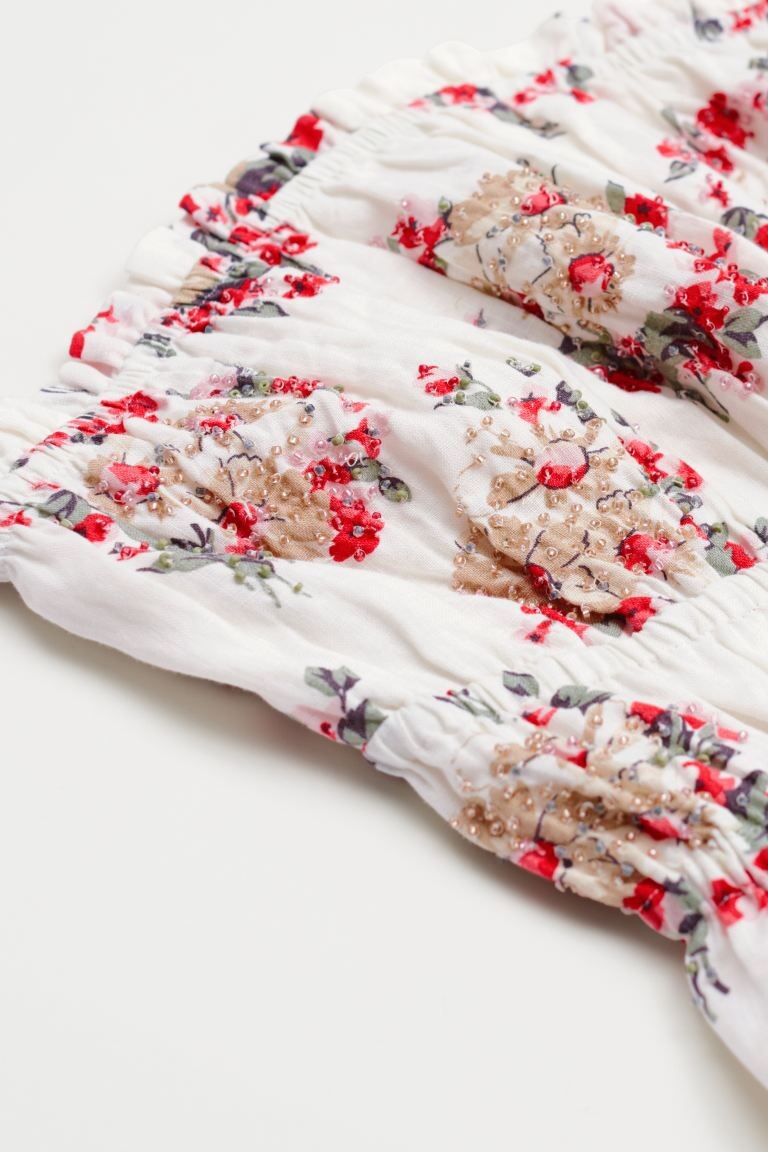 

Эластичный топ-бюстье с вышивкой H&M, белый