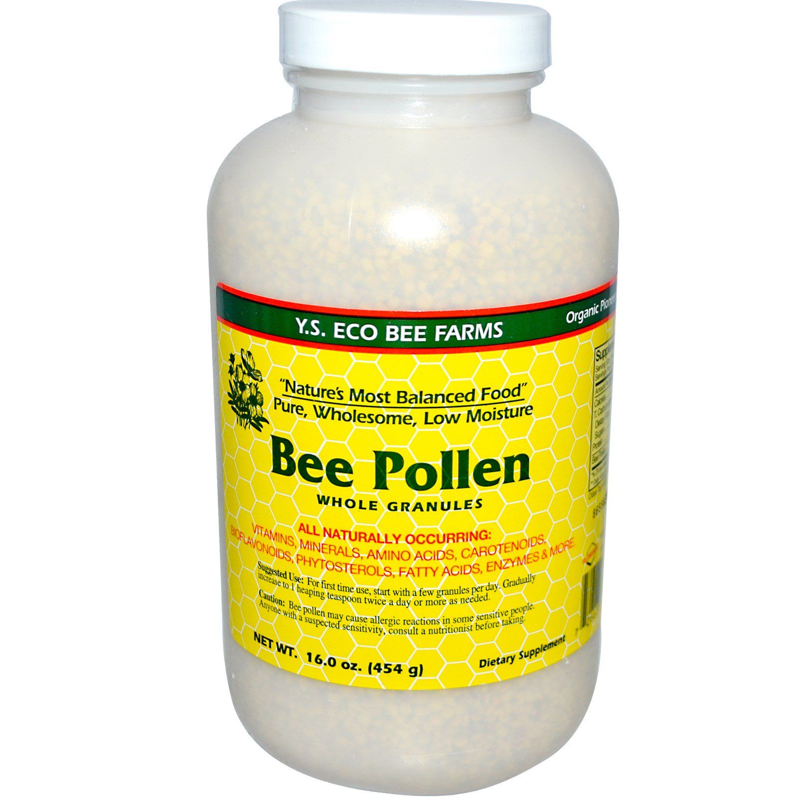 Y.S. Eco Bee Farms Пчелиная пыльца целые гранулы 16.0 унций (453 г)