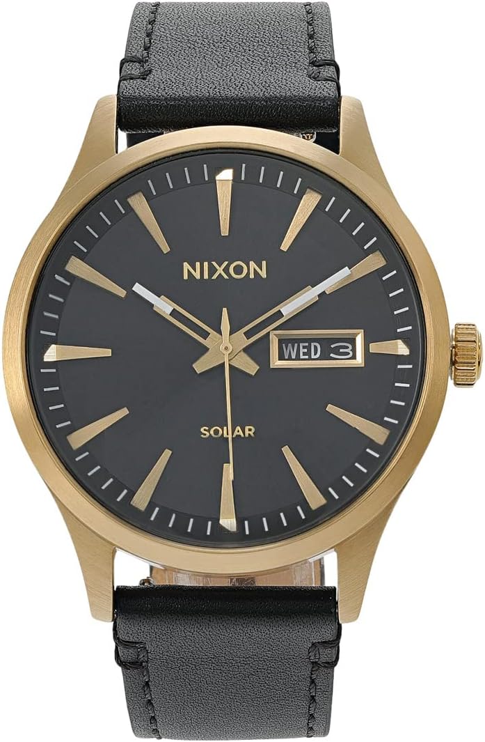 Часы Sentry Solar Leather Nixon, цвет All Gold/Black