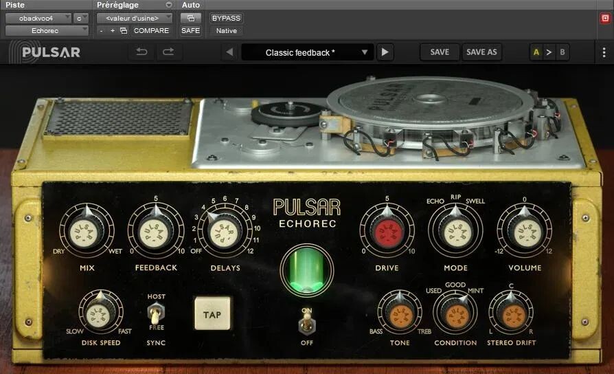 

Плагин задержки магнитного диска Pulsar Audio Echorec