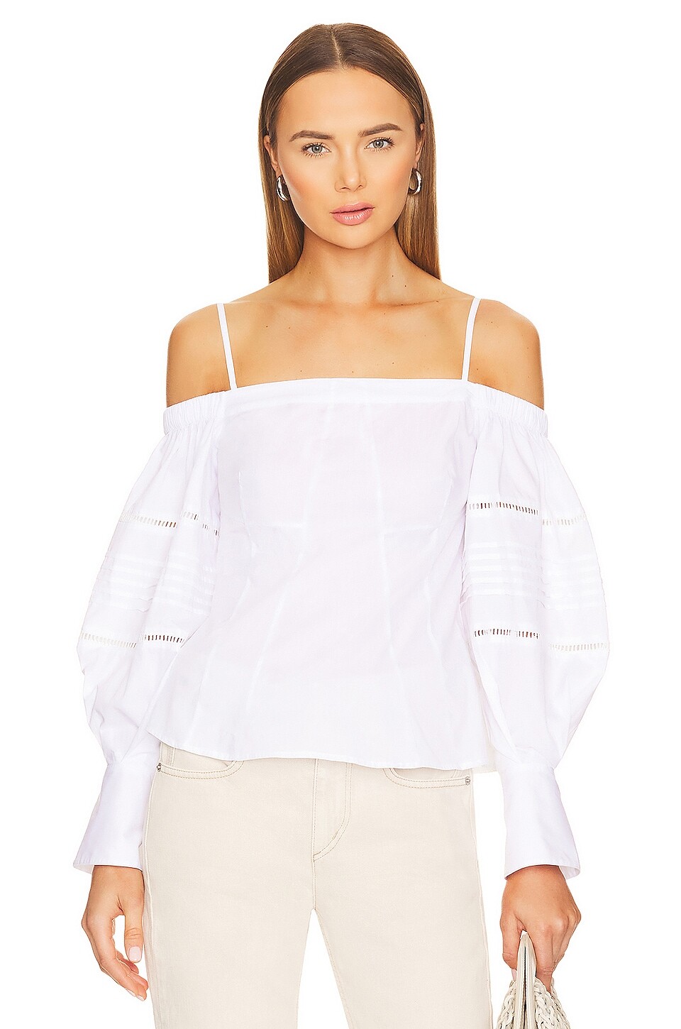 

Топ JONATHAN SIMKHAI STANDARD Whitney Puff Sleeve, белый