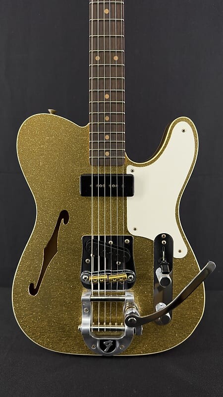 

Электрогитара Fender Custom Shop Limited Edition P90 Tele Thinline Relic in Aged Gold Sparkle with Bigsby