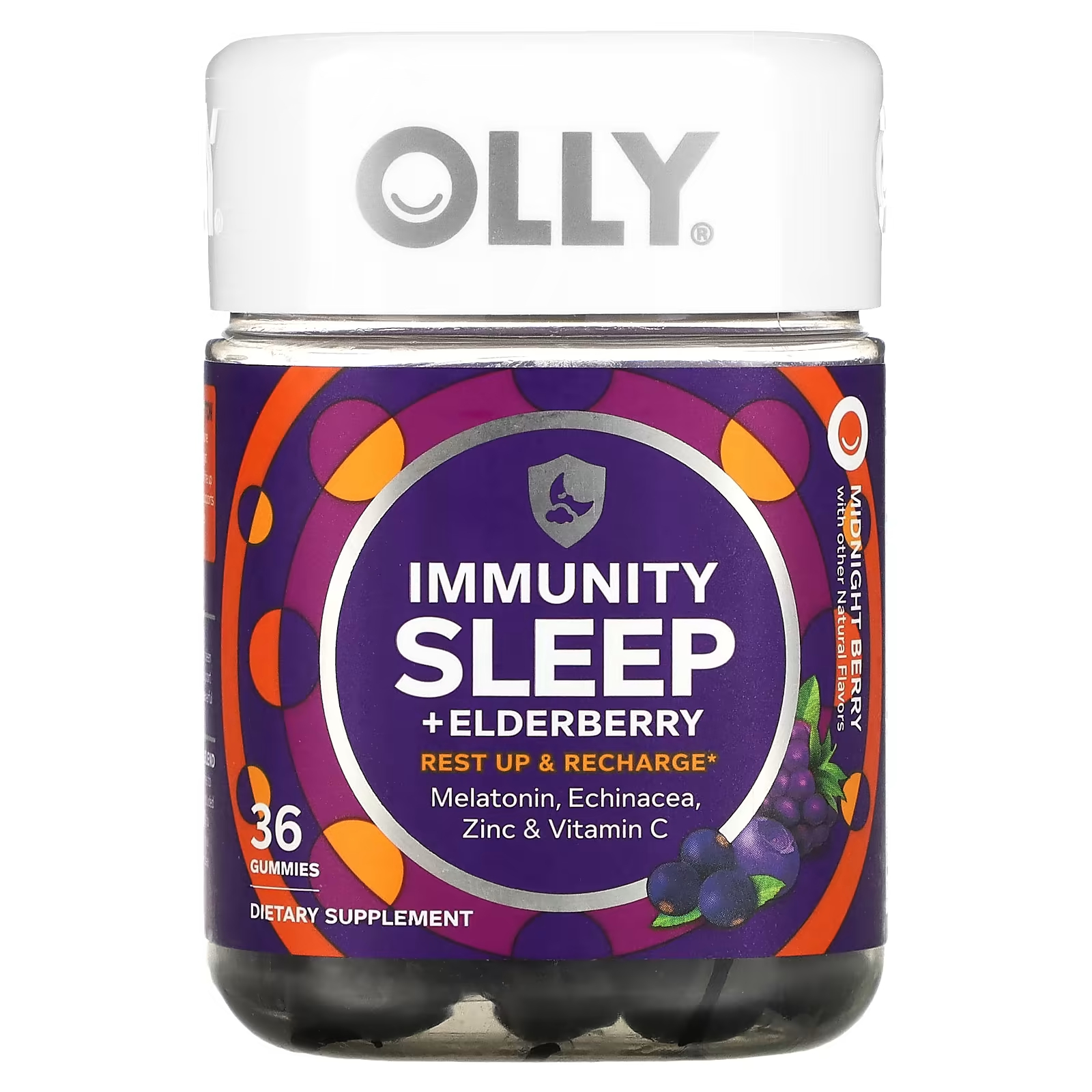 Пищевая добавка Olly Immunity Sleep + бузина Midnight Berry, 36 жевательных конфет пищевая добавка nature s craft kids бузина и малина 90 жевательных конфет