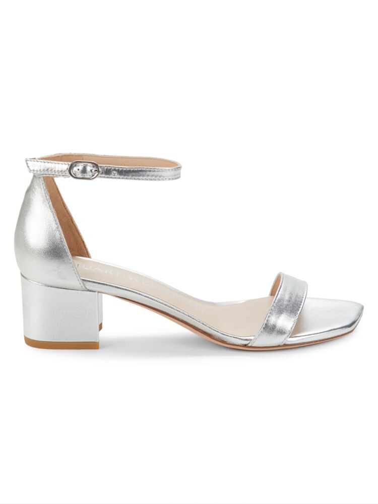 

Кожаные сандалии с эффектом металлик Stuart Weitzman, серебро