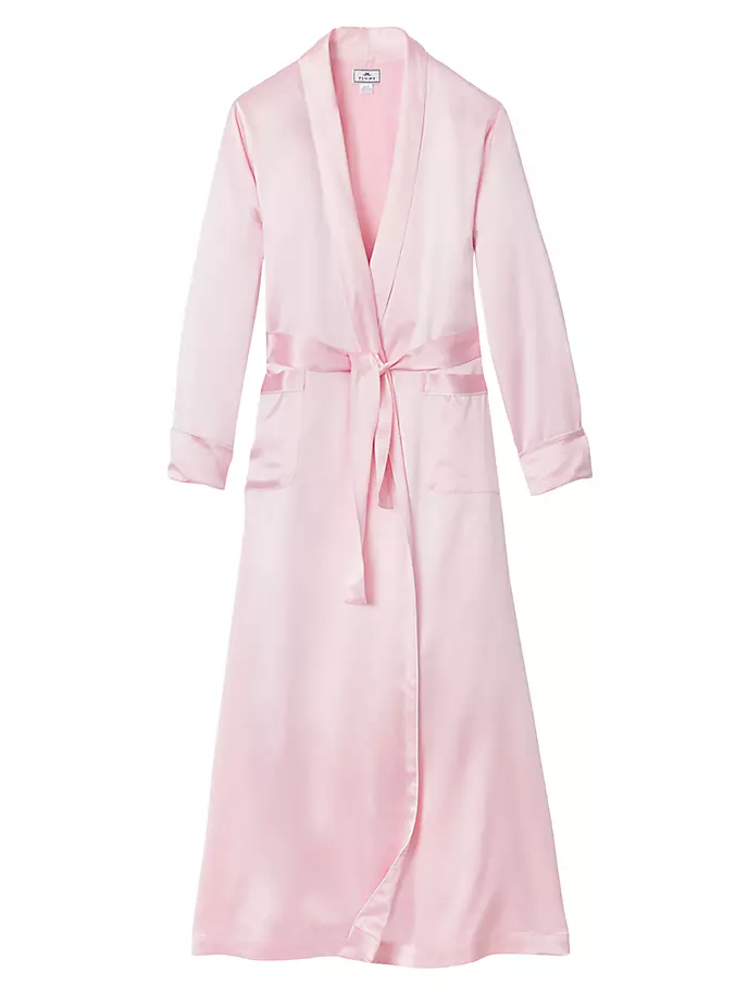 Шелковый длинный халат Petite Plume, розовый