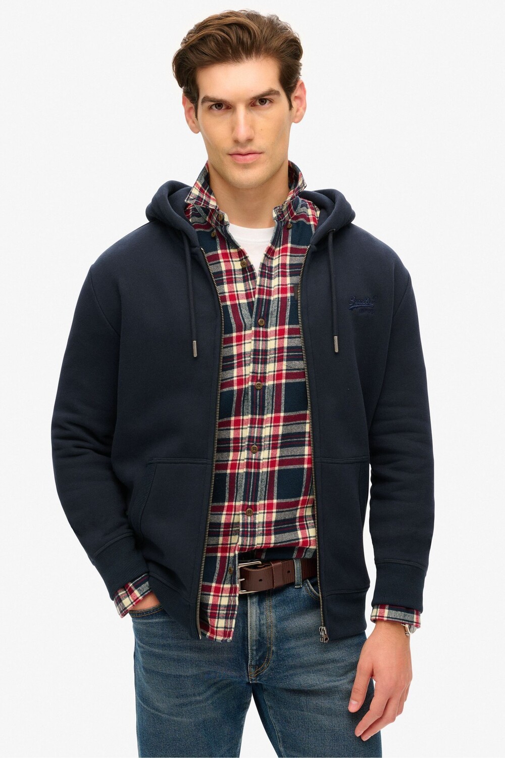 

Толстовка с капюшоном на молнии с логотипом Essential Superdry, синий