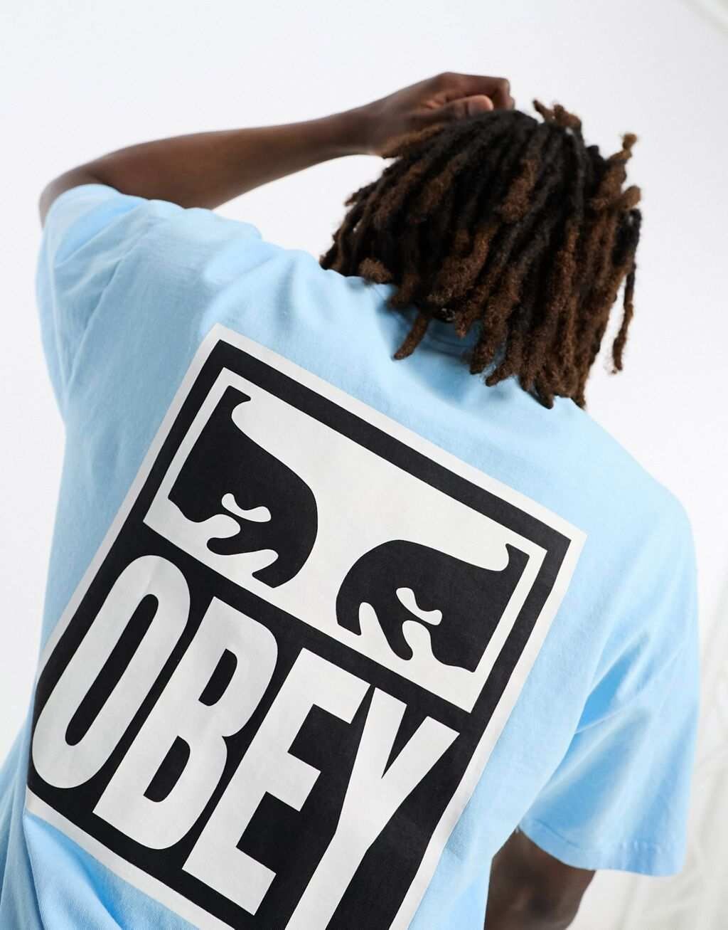 

Синяя футболка с принтом в виде глаз Obey на спине, Синий